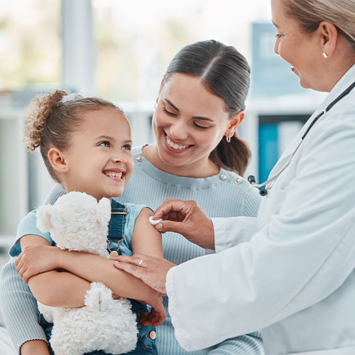 Child getting vaccination service with Callaway County Health Department